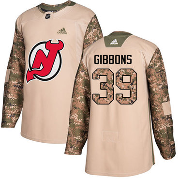 Adidas Devils #39 Brian Gibbons Camo Authentic 2017 Veterans Day Stitched Youth NHL Jersey