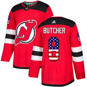 Adidas Devils #8 Will Butcher Red Home Authentic USA Flag Stitched Youth NHL Jersey