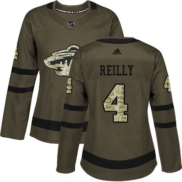 Adidas Wild #4 Mike Reilly Green Salute to Service Women's Stitched NHL Jersey