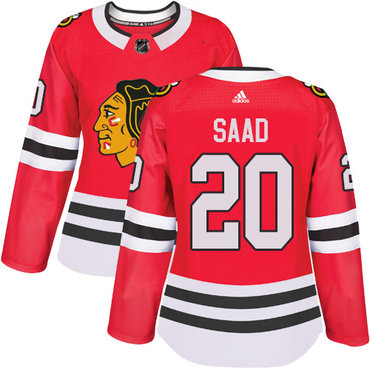 Adidas Blackhawks #20 Brandon Saad Red Home Authentic Women's Stitched NHL Jersey - 副本