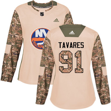 Adidas Islanders #91 John Tavares Camo Authentic 2017 Veterans Day Women's Stitched NHL Jersey