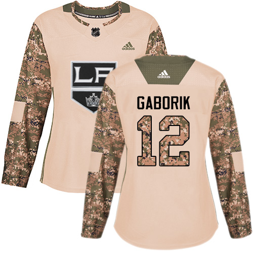 Adidas Kings #12 Marian Gaborik Camo Authentic 2017 Veterans Day Women's Stitched NHL Jersey