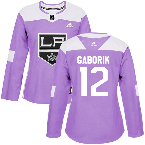 Adidas Kings #12 Marian Gaborik Purple Authentic Fights Cancer Women's Stitched NHL Jersey