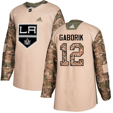 Adidas Kings #12 Marian Gaborik Camo Authentic 2017 Veterans Day Stitched Youth NHL Jersey