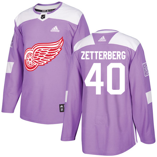 Adidas Red Wings #40 Henrik Zetterberg Purple Authentic Fights Cancer Stitched Youth NHL Jersey