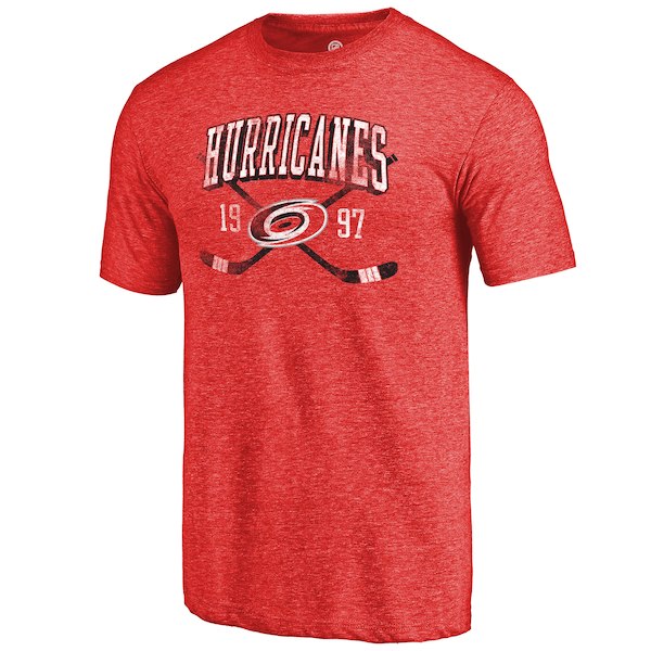 Carolina Hurricanes Fanatics Branded Red Vintage Collection Line Shift Tri Blend T-Shirt