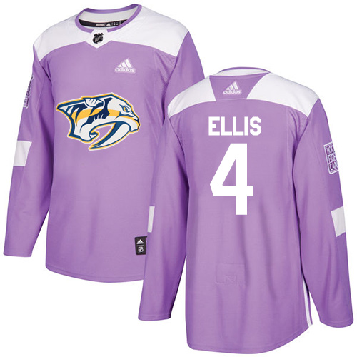 Adidas Predators #4 Ryan Ellis Purple Authentic Fights Cancer Stitched Youth NHL Jersey