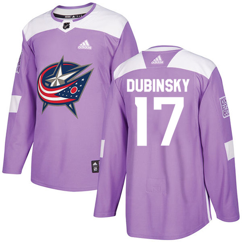 Adidas Blue Jackets #17 Brandon Dubinsky Purple Authentic Fights Cancer Stitched Youth NHL Jersey