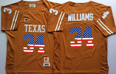 Texas Longhorns 34 Ricky Williams Orange USA Flag College Jersey