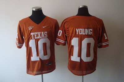 longhorns #10 young orange embroidered ncaa jersey