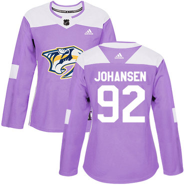 Adidas Predators #92 Ryan Johansen Purple Authentic Fights Cancer Women's Stitched NHL Jersey