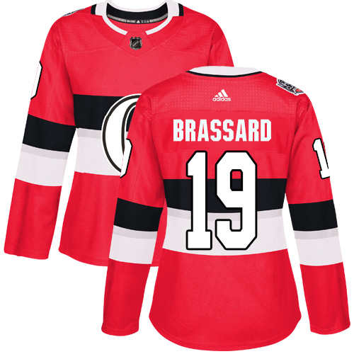 Adidas Senators #19 Derick Brassard Red Authentic 2017 100 Classic Women's Stitched NHL Jersey
