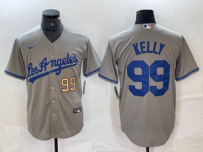 Men's Los Angeles Dodgers #99 Joe Kelly Grey Stitched Jersey(Run Small) 6