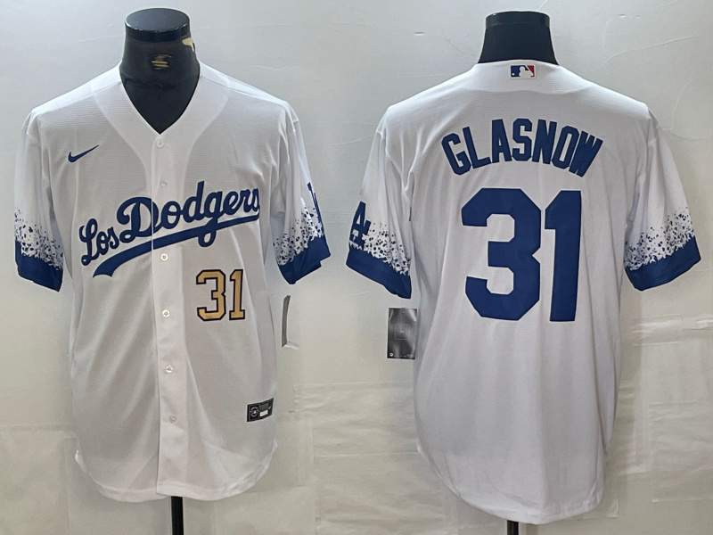 Men's Los Angeles Dodgers #31 Tyler Glasnow White City Connect Cool Base Stitched Baseball Jersey 5