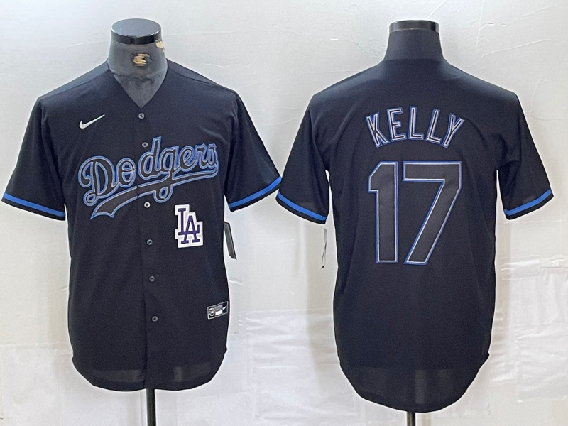 Men's Los Angeles Dodgers #17 Shohei Ohtani Black Cool Base Stitched Baseball Jersey 8
