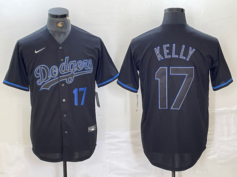 Men's Los Angeles Dodgers #17 Shohei Ohtani Black Cool Base Stitched Baseball Jersey 6