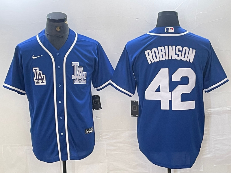 Men's Los Angeles Dodgers #42 Jackie Robinson BLUE Cool Base Stitched Baseball Jersey