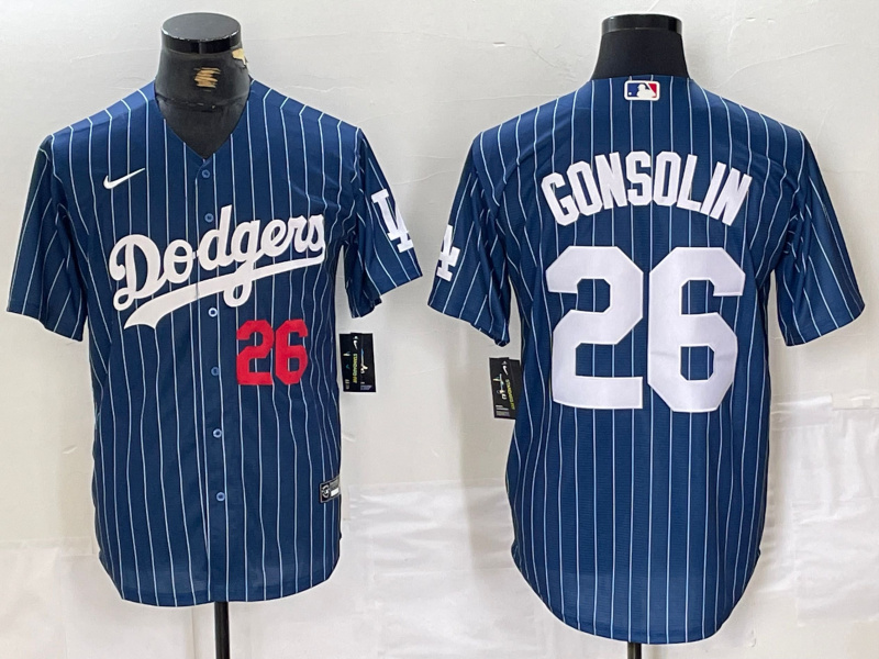 Men's Los Angeles Dodgers #26 Tony Gonsolin Blue Cool Base Stitched Baseball Jersey 7