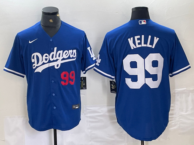 Men's Los Angeles Dodgers #99 Joe Kelly Blue City Connect Cool Base Stitched Baseball Jersey 7