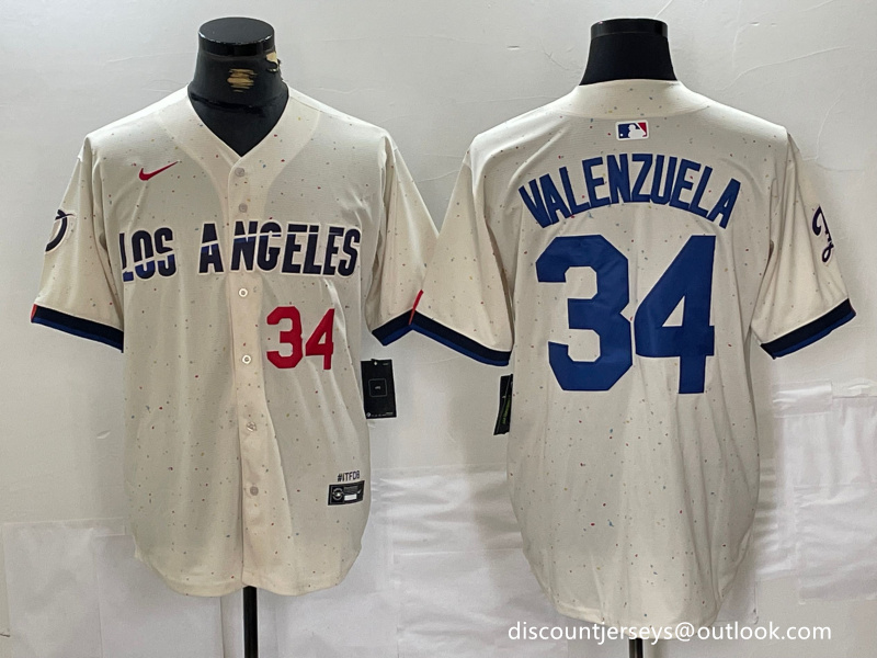 Men's Los Angeles Dodgers #34 Toro Valenzuela Cream Stitched Baseball Jersey 6