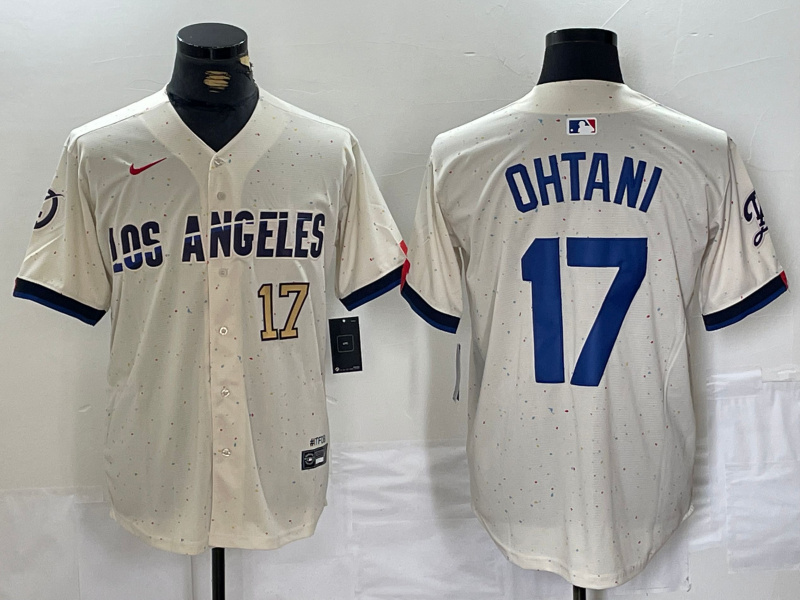 Men's Los Angeles Dodgers #17 Shohei Ohtani Cream Stitched Baseball Jersey 3