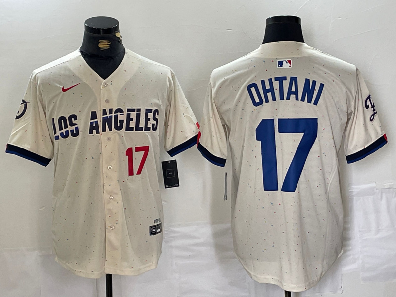Men's Los Angeles Dodgers #17 Shohei Ohtani Cream Stitched Baseball Jersey 2