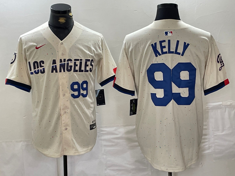 Men's Los Angeles Dodgers #99 Joe Kelly Cream Stitched Baseball Jersey 1
