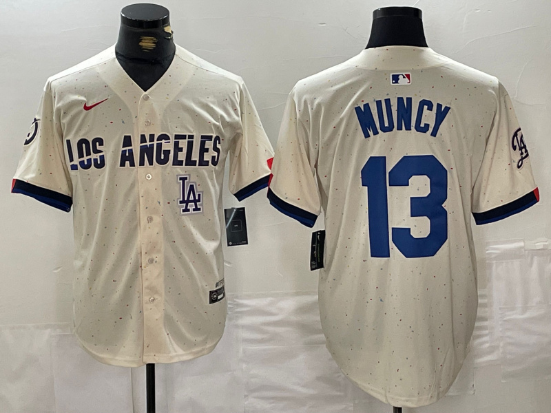 Men's Los Angeles Dodgers #13 Max Muncy Cream Stitched Baseball Jersey 2