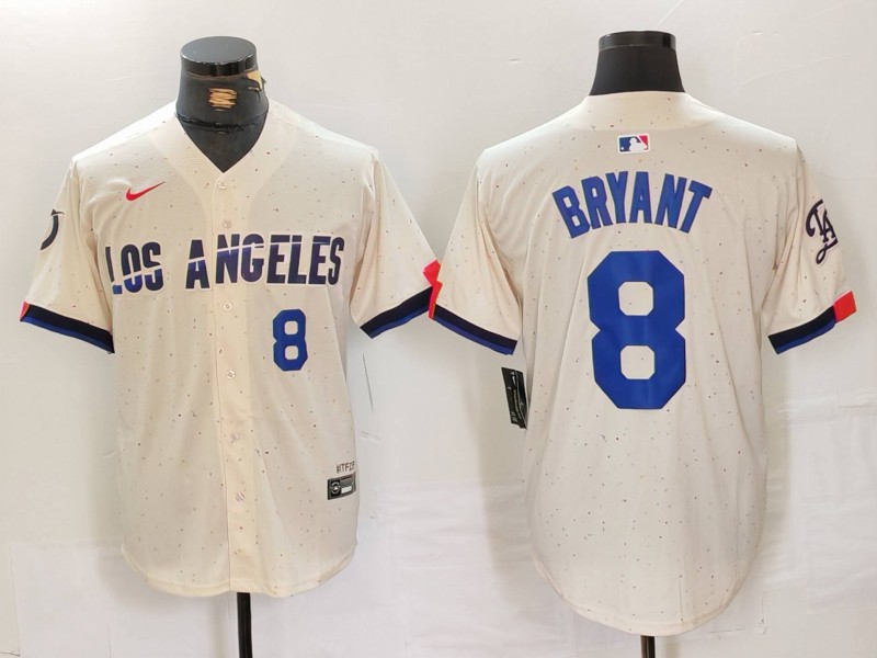 Men's Los Angeles Dodgers #8 Kiké Hernández Cream Stitched Baseball Jersey 4
