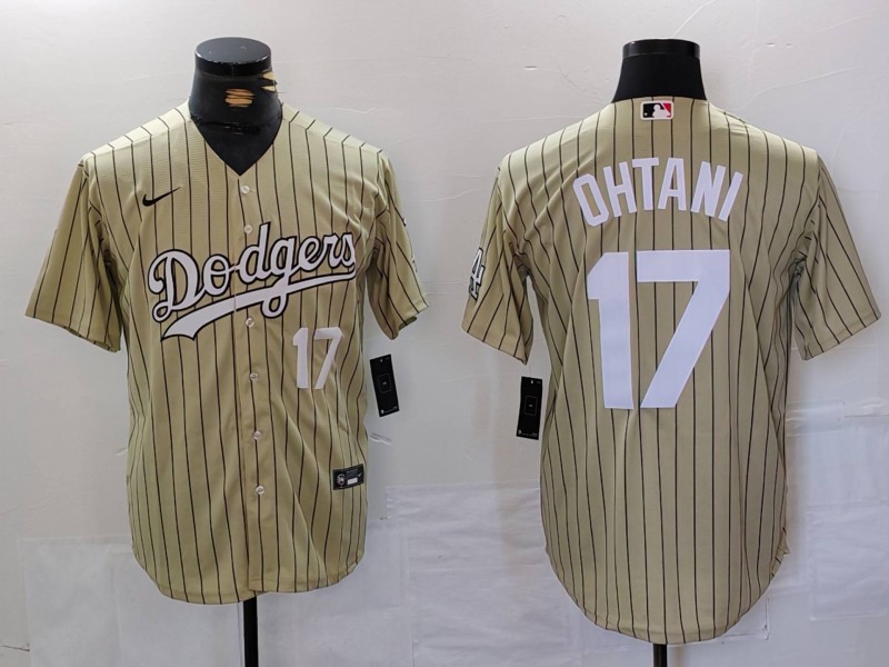 Men's Los Angeles Dodgers #17 Shohei Ohtani Cream Cool Base Stitched Jersey 6