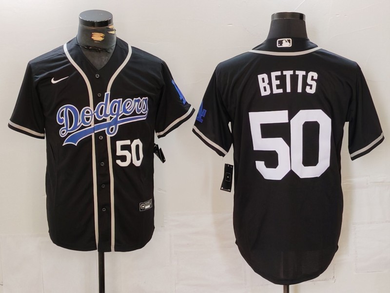 Men's Los Angeles Dodgers #50 Mookie Betts Black Fashion Cool Base Stitched Baseball Jersey 5