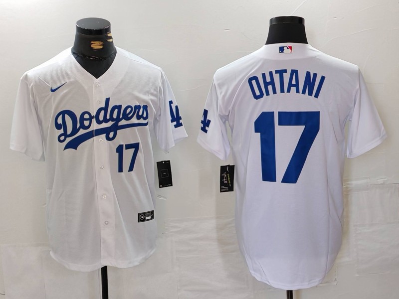 Men's Los Angeles Dodgers #17 Shohei Ohtani White Stitched Baseball Jersey 3