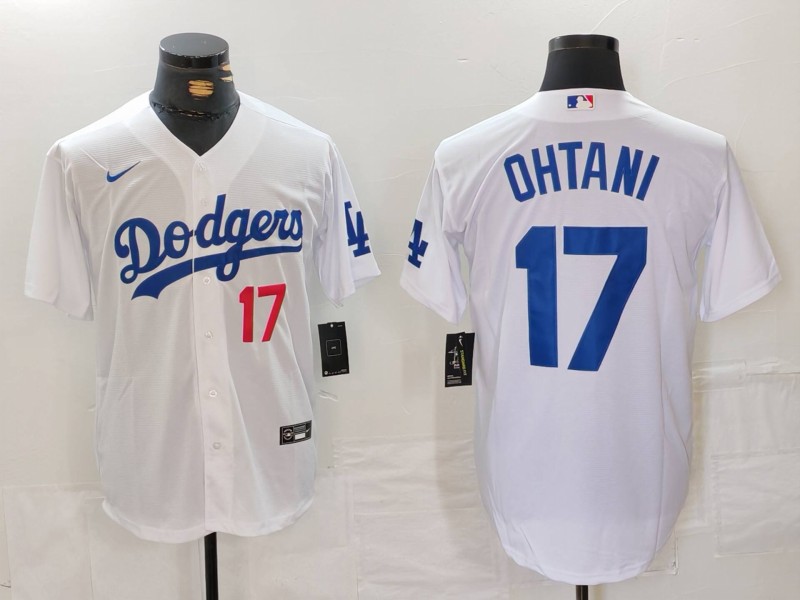 Men's Los Angeles Dodgers #17 Shohei Ohtani White Stitched Baseball Jersey 2
