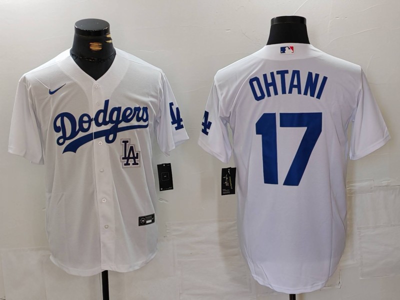 Men's Los Angeles Dodgers #17 Shohei Ohtani White Stitched Baseball Jersey 1