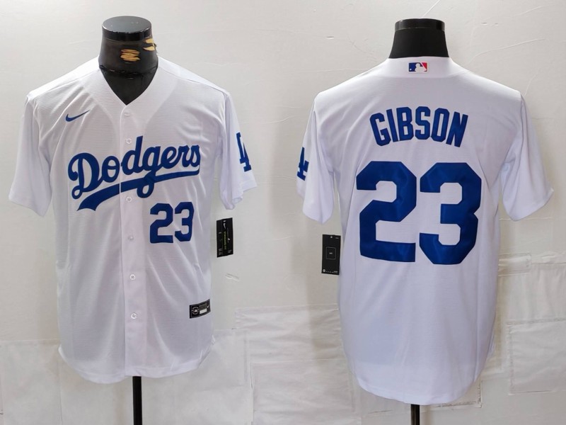 Men's Los Angeles Dodgers #23 Kirk Gibson White Cool Base Stitched Baseball Jersey 5