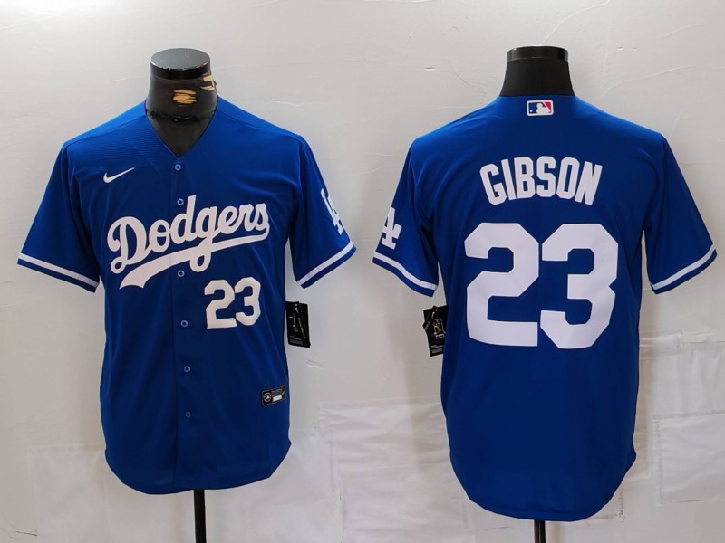 Men's Los Angeles Dodgers #23 Kirk Gibson Blue Cool Base Stitched Baseball Jersey 6