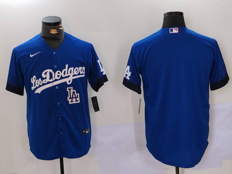 Men's Los Angeles Dodgers Blank Blue City Connect Cool Base Stitched Baseball Jersey 1