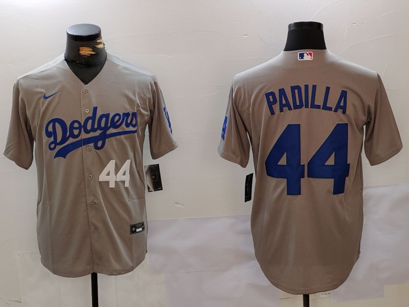 Men's Los Angeles Dodgers #44 Vicente Padilla Grey Cool Base Stitched Baseball Jersey 8