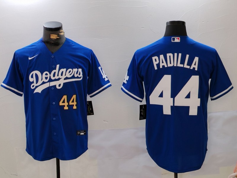 Men's Los Angeles Dodgers #44 Vicente Padilla Blue Cool Base Stitched Baseball Jersey 6