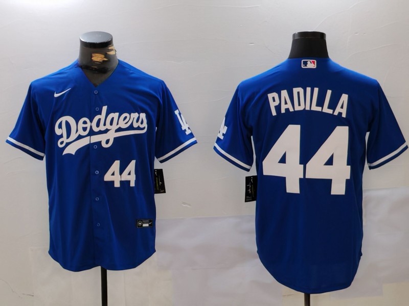 Men's Los Angeles Dodgers #44 Vicente Padilla Blue Cool Base Stitched Baseball Jersey 5