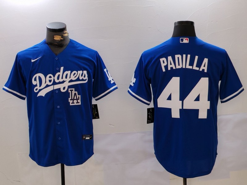 Men's Los Angeles Dodgers #44 Vicente Padilla Blue Cool Base Stitched Baseball Jersey 2