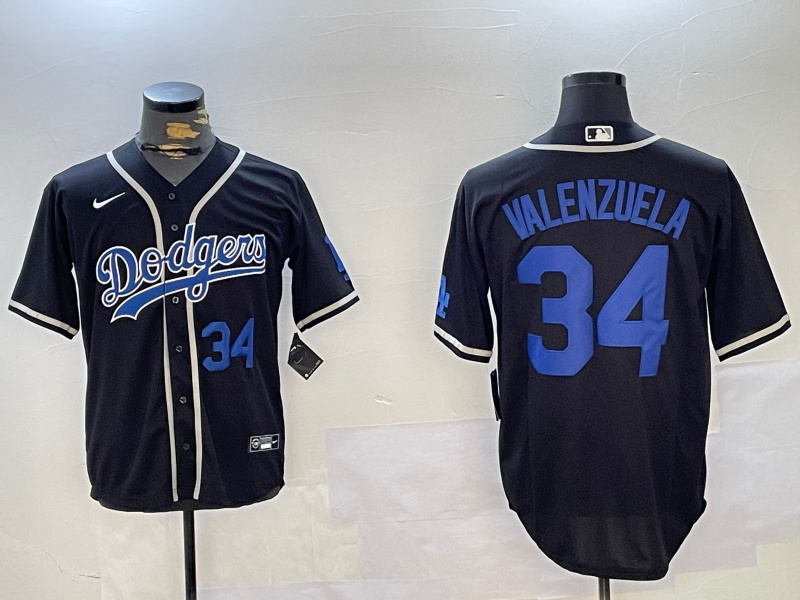 Men's Los Angeles Dodgers #34 Toro Valenzuela Black 2024 World Series Cool Base Stitched Baseball Jersey 5