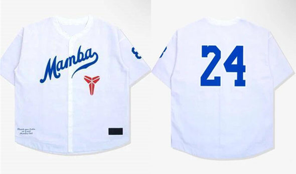 Men's Los Angeles Dodgers #24 Kobe Bryant White Mamba Stitched Baseball Jersey