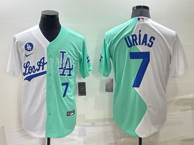 Men's Los Angeles Dodgers #7 Julio Urías 2022 All-Star White-Green Cool Base Stitched Baseball Jersey