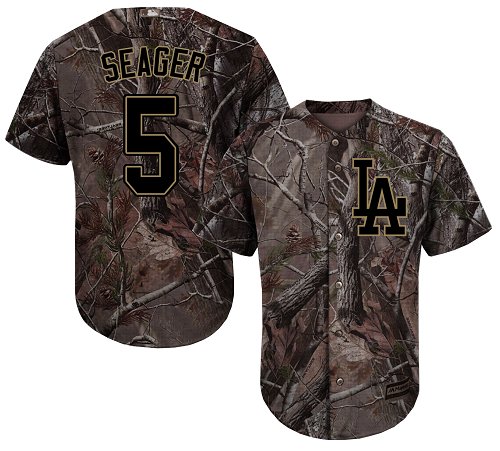 Dodgers #5 Corey Seager Camo Realtree Collection Cool Base Stitched Baseball Jersey