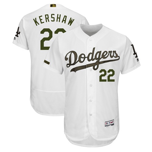 Dodgers #22 Clayton Kershaw White Flexbase Authentic Collection 2018 Memorial Day Stitched Baseball Jersey