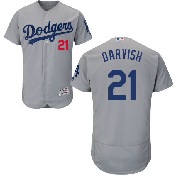 Dodgers 21 Yu Darvish Gray Flexbase Jersey