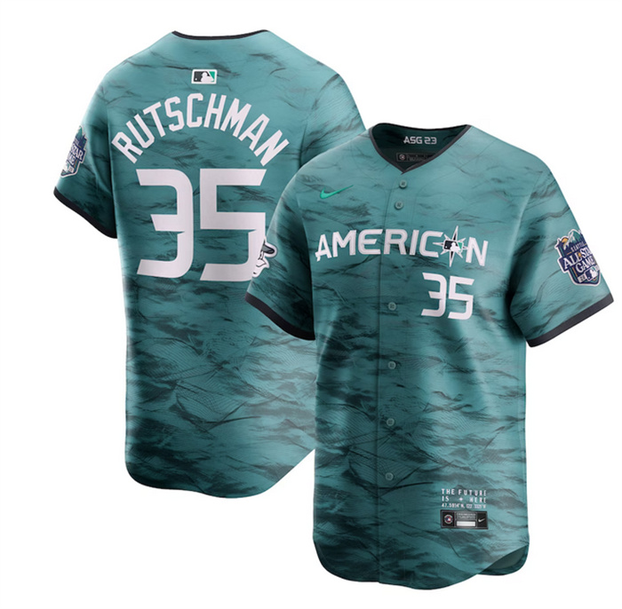 Men's Baltimore Orioles #35 Adley Rutschman Teal 2023 All-Star Cool Base Stitched Baseball Jersey