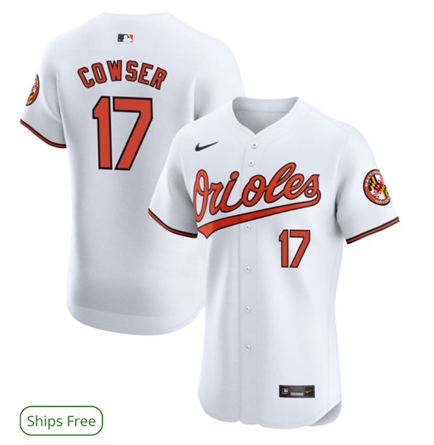 Men's Baltimore Orioles #17 Cowser White 2024 Home Limited Cool Base Stitched Baseball Jersey