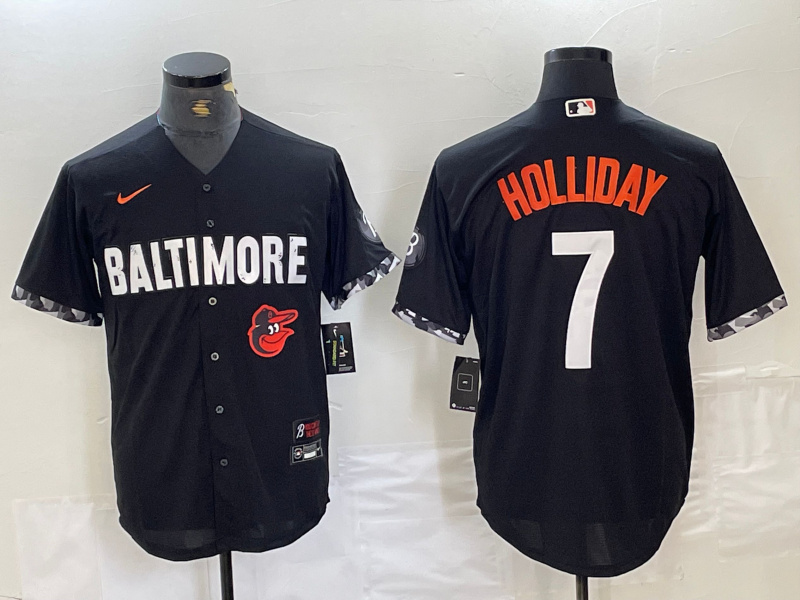 Men's Baltimore Orioles #7 Jackson Holliday Black 2023 City Connect Cool base jerseys 2